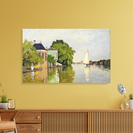 Houses on the Achterzaan - Claude Monet Canvas Afdruk (Insitu (Woonkamer))