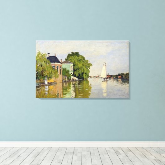 Houses on the Achterzaan - Claude Monet Canvas Afdruk (Insitu (Houten vloer))