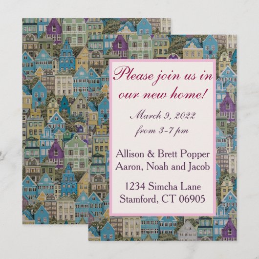 Houses op de heuvelkaart save the date (Voorkant / Achterkant)