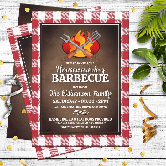 Housewarming achtertuin barbecuefeest kaart