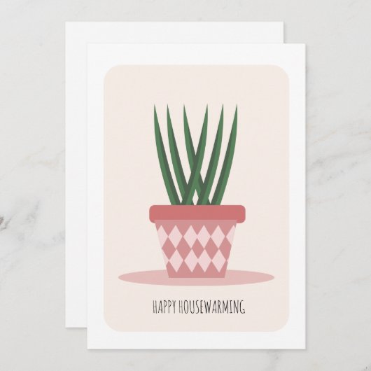 Housewarming Aloe Potlood Plant New Home Party (Voorkant / Achterkant)
