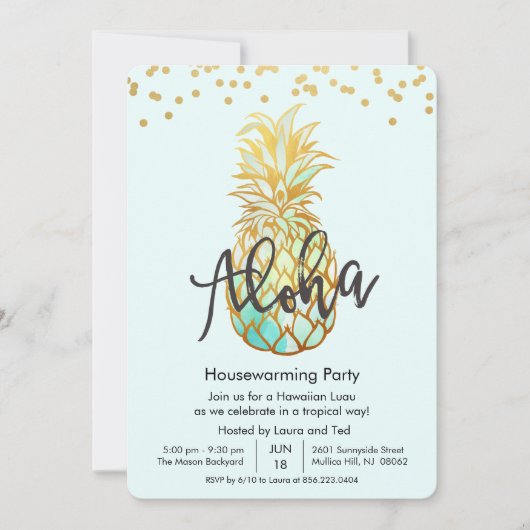 Housewarming Aloha Luau Feestuitnodiging Kaart (Voorkant)