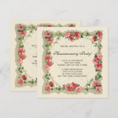  housewarming, Antiek Rozen Bloemen Bloemen Bloeme Kaart (Voorkant / Achterkant)