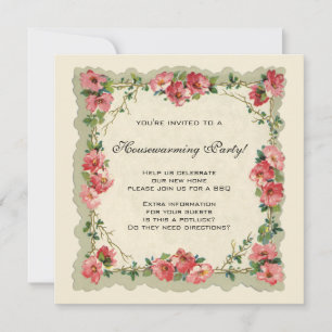  housewarming, Antiek Rozen Bloemen Bloemen Bloeme Kaart