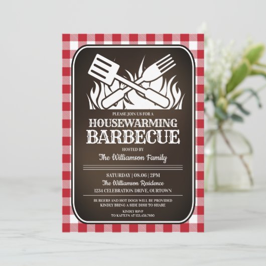 Housewarming Back Yard Barbecue Party Kaart (Staand voorkant)