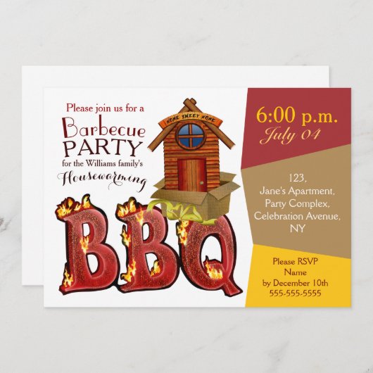 Housewarming barbecue uitnodigingen (Voorkant / Achterkant)