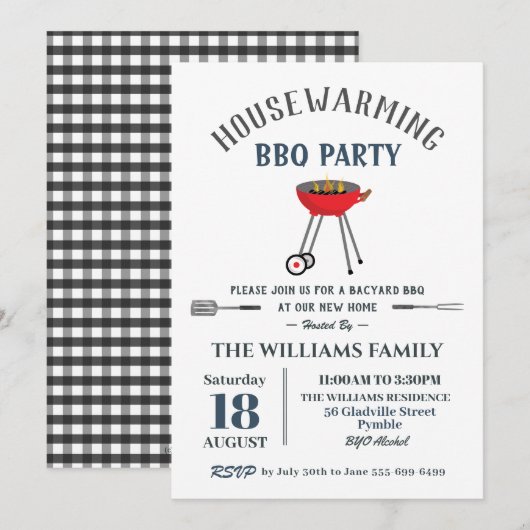 Housewarming BBQ-feest Achtertuinbarbecue Kaart (Voorkant / Achterkant)