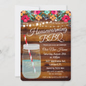 Housewarming BBQ Mason Jar Uitnodiging (Voorkant)