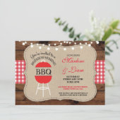 Housewarming BBQ Red Rustic New Home Uitnodiging (Staand voorkant)