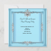 HouseWarming Blauwgroen Blue White Champagne Chand Kaart (Achterkant)