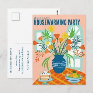HOUSEWARMING Bloemenboeket Nieuw Home Adres Schatt Briefkaart