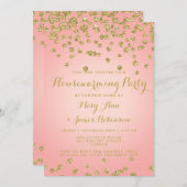 Housewarming Blush roze & Gold Glitter Confetti Kaart (Voorkant / Achterkant)