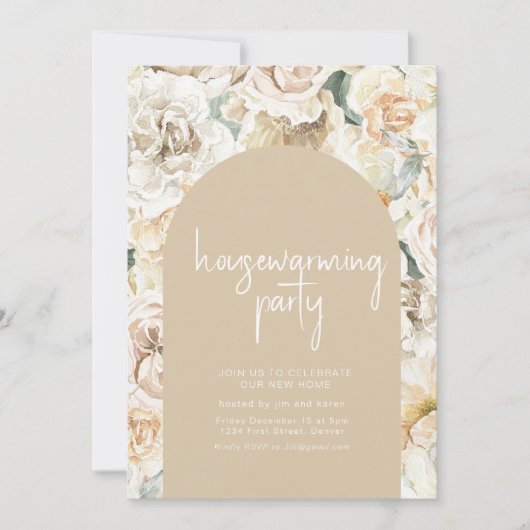 Housewarming Boho Bloemen Wallpaper Party Uitnodig Kaart (Voorkant)