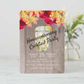 Housewarming Cocktail Party Herfst Wood Invitation Kaart (Staand voorkant)