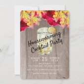 Housewarming Cocktail Party Herfst Wood Invitation Kaart (Voorkant)