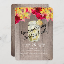 Housewarming Cocktail Party Herfst Wood Invitation Kaart
