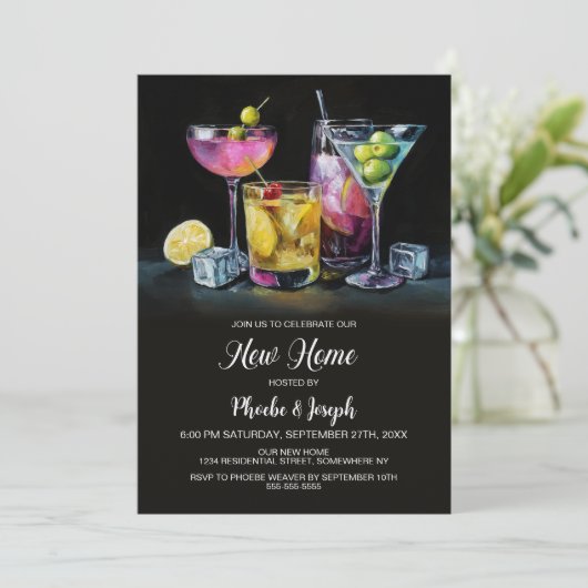 Housewarming Cocktail Party Kaart (Staand voorkant)