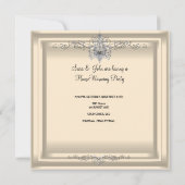 HouseWarming Cream White Champagne Chandelier Kaart (Achterkant)