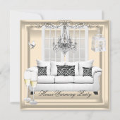 HouseWarming Cream White Champagne Chandelier Kaart (Voorkant)