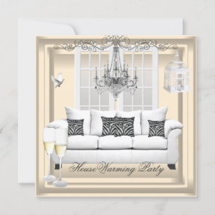 HouseWarming Cream White Champagne Chandelier Kaart
