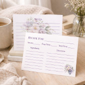 Housewarming Elegant Purple Floral Recipe Card
