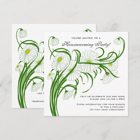  housewarming, Gerber Daisy Bloemen Kaart (Voorkant / Achterkant)
