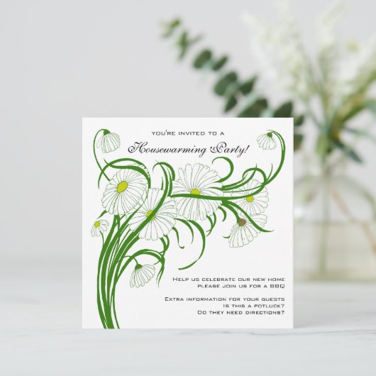 housewarming, Gerber Daisy Bloemen Kaart (Staand voorkant)