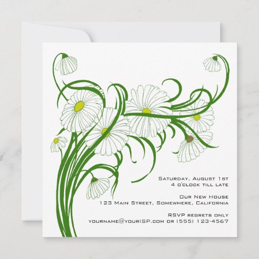  housewarming, Gerber Daisy Bloemen Kaart (Achterkant)