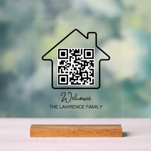 Housewarming Gift | Persoonlijke WiFi QR-code Acryl Bord (Neutraal)