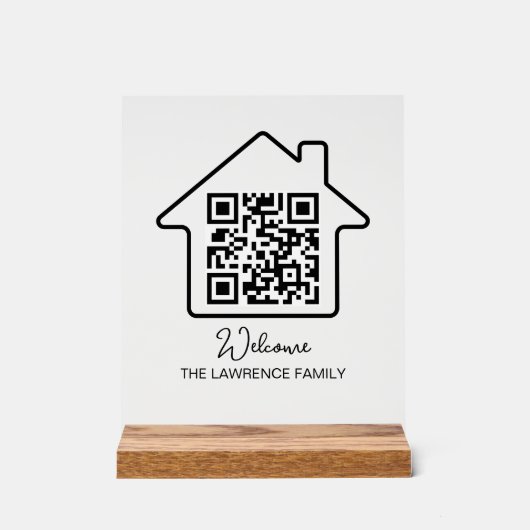 Housewarming Gift | Persoonlijke WiFi QR-code Acryl Bord (Voorkant)