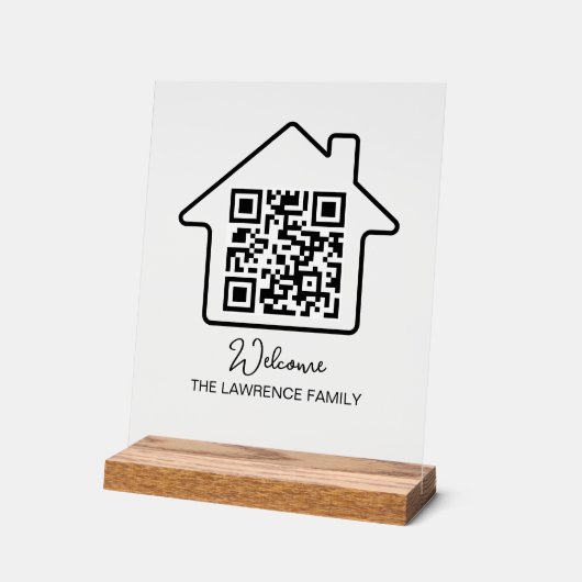 Housewarming Gift | Persoonlijke WiFi QR-code Acryl Bord (Hoek)