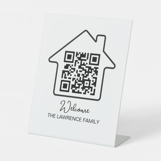 Housewarming Gift | Persoonlijke WiFi QR-code Reclamebord Met Voetstuk (Voorkant)