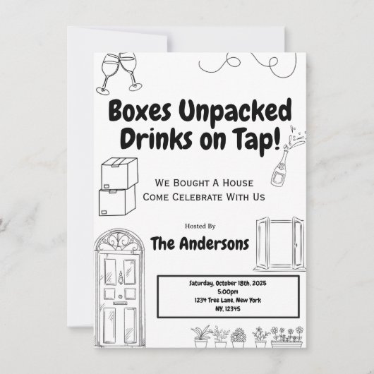 Housewarming Invitation Cute and Funny Kaart (Voorkant)