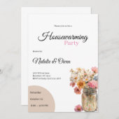 Housewarming Invitation • Floral New Home Party Kaart (Voorkant / Achterkant)