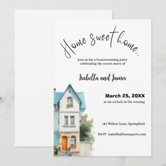 Housewarming Invitation • Home Sweet Home Kaart (Voorkant / Achterkant)