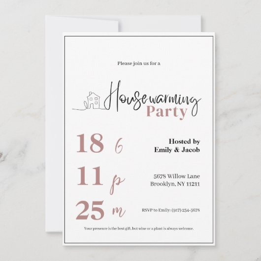 Housewarming Invitation • Modern New Home Party In Kaart (Voorkant)