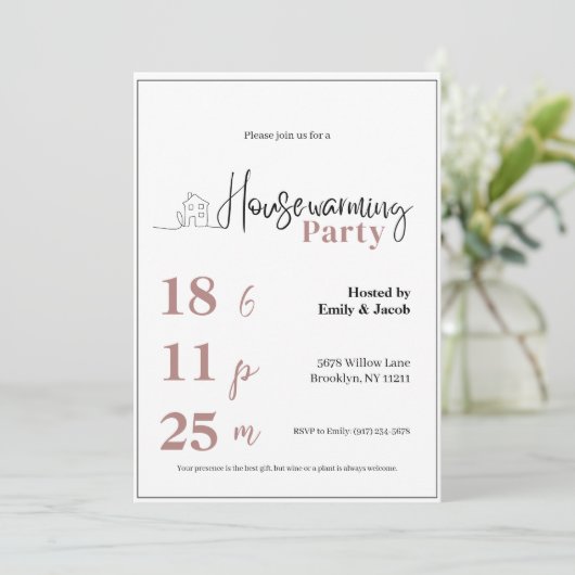 Housewarming Invitation • Modern New Home Party In Kaart (Staand voorkant)