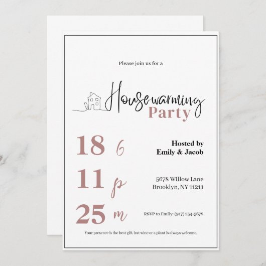 Housewarming Invitation • Modern New Home Party In Kaart (Voorkant / Achterkant)