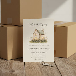 Housewarming Invitation Watercolor Cottage Home Kaart