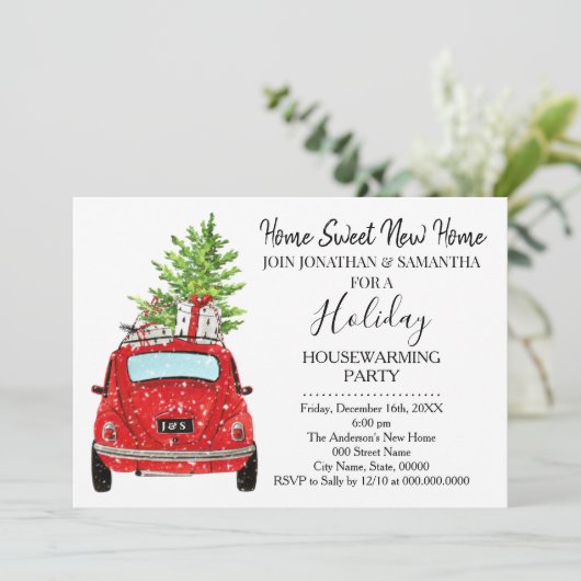 Housewarming Kerstvakantie Nieuw Home Bash Kaart (Staand voorkant)