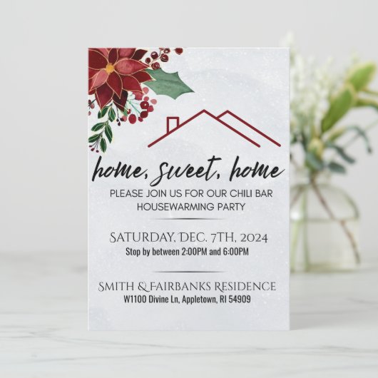 Housewarming New Home Chili Seizoensfeest Uitgenod Kaart (Staand voorkant)