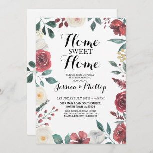 Housewarming New Home House Red Floral Foliage Kaart
