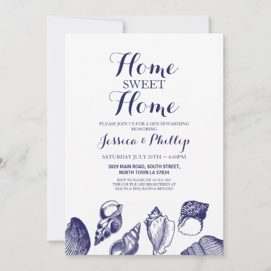 Housewarming New Home House Shells Ocean Beach Kaart (Voorkant)