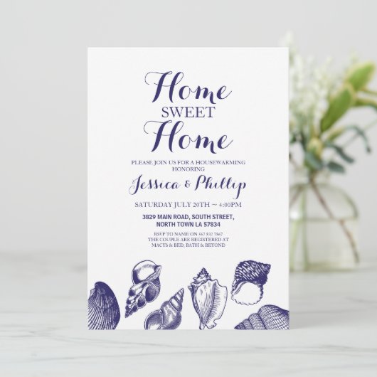 Housewarming New Home House Shells Ocean Beach Kaart (Staand voorkant)