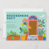 HOUSEWARMING NIEUW HUIS Kleurrijke voordeur partij Kaart (Voorkant)