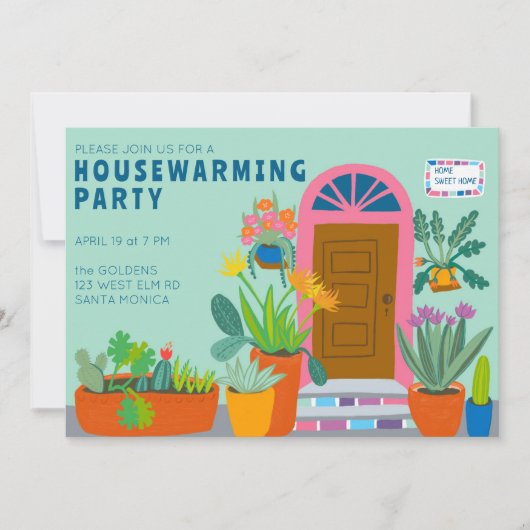 HOUSEWARMING NIEUW HUIS Kleurrijke voordeur partij Kaart (Voorkant)