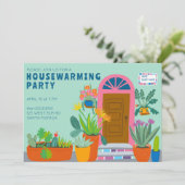 HOUSEWARMING NIEUW HUIS Kleurrijke voordeur partij Kaart (Staand voorkant)