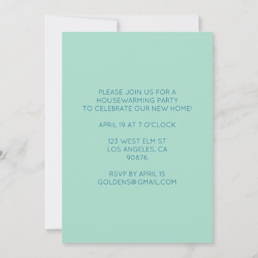 HOUSEWARMING NIEUW HUIS Kleurrijke voordeur partij Kaart (Achterkant)