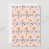 Housewarming Nieuw Huis Sleutel Bloemen Roze Kaart (Achterkant)