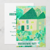 Housewarming Nieuw Huis Tuin Waterverf Schattige F Kaart (Voorkant / Achterkant)
